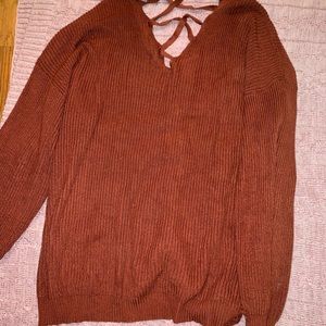Gently worn rust tie detail sweater